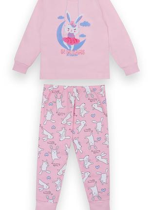 Пижама детская хлопковая для девочки теплая GABBI Зайка розова...