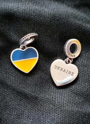 Шарм Україна сердечко срібло серце браслет намистина прапор
