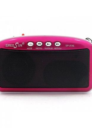 Радиоприемник портативный Red Sun SP-236 micro SD Розовый с белым