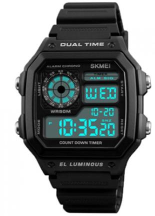 Чоловічий спортивний електронний годинник Skmei 1299BK Чорний