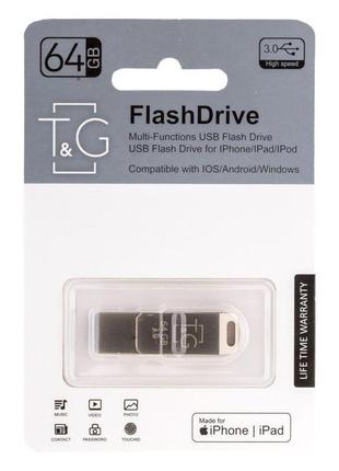 Флеш-драйв T&G; 008 Metal series USB 3.0 - Lightning 64GB