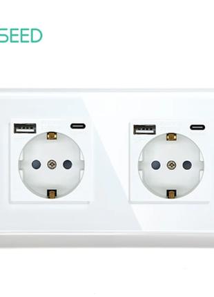 Электрическая двойная розетка Bseed Type-C USB Socket 16A Зака...