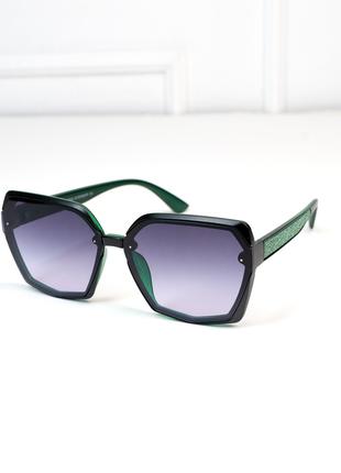Зелено-черные очки с геометрической оправой, размер Universal