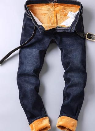 Утепленные зимние мужские джинсы на флисе размеры 34, 36