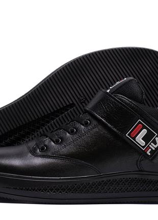 Мужские зимние кожаные ботинки FILA Black