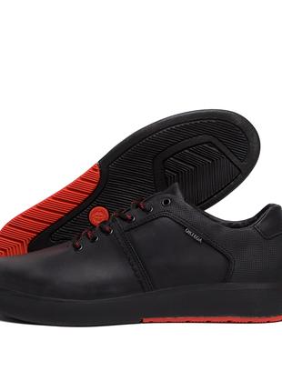 Мужские кожаные кеды ORTEGA Aircross Black and Red