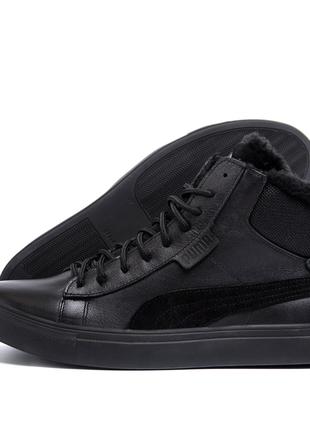 Мужские зимние кожаные ботинки Pm Black Leather