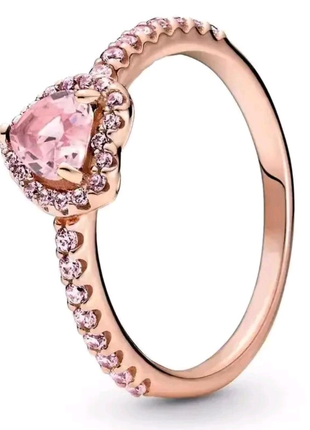Кольцо розовое сердце,17 размер