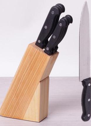 Набор кухонных ножей Kamille Iserlohn 5 ножей на деревянной по...