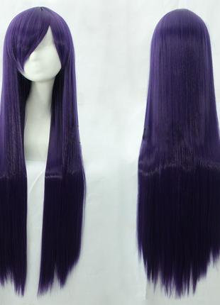 Довга темно-фіолетова перука RESTEQ 100см, пряме волосся, чубч...