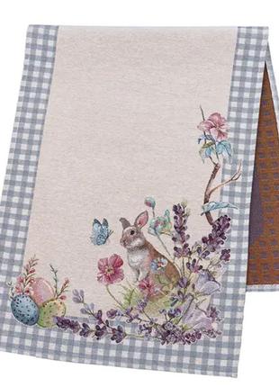 Пасхальный раннер гобеленовый на стол Кролик в цветах 45*140см