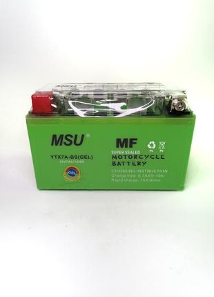 Мото Аккумулятор "MSU" Гелиевый 7Ah 12V (низкий) (YTX7A-BS) (2...