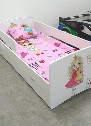 Ліжко з ящиками і бортиком для дітей від 3 років Кіндер Кул ( ...