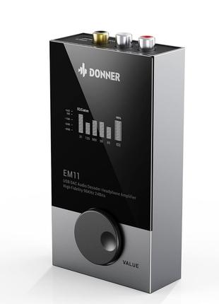 Donner EM11 96K/24-bit DAC підсилювач для навушників з OLED-ди...