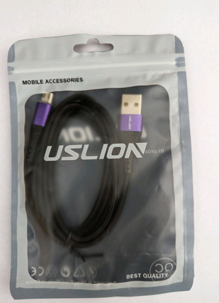 Зарядный кабель micro USB, Uslion, 1м, быстрая зарядка 3.0А