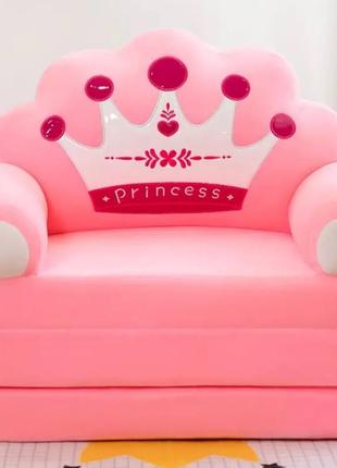 Мягкое детское кресло плюшево Принцесса, бескаркасный мягкий д...