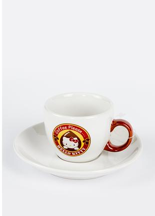 Чашка с блюдцем для эспрессо Hello Kitty Sanrio Белая 40453164...
