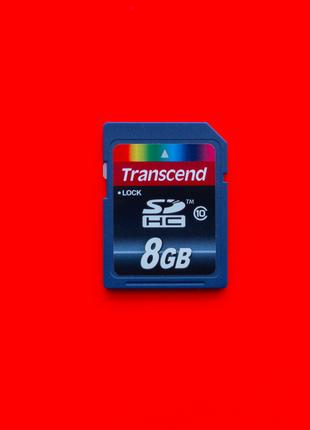 Карта памяти флеш SD HC 8 GB 10 class Transcend