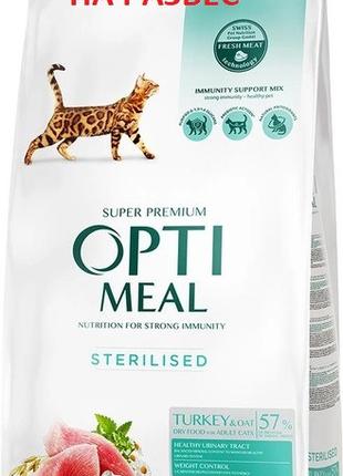 Сухой корм Optimeal для стерилизованных кошек с индейкой и овс...