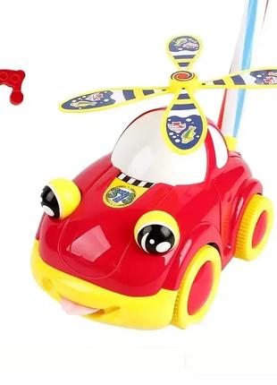 Игрушка-каталка с ручкой Kids Машина Вертолет красный Trolley