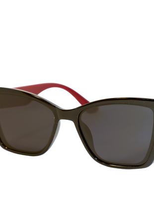 Женские солнцезащитные очки polarized, черные с красной дужкой...