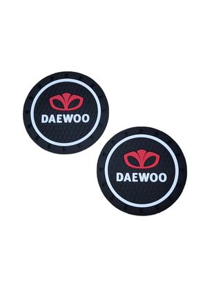 Коврики в подстаканник антискользящие с логотипом Daewoo 7 см ...