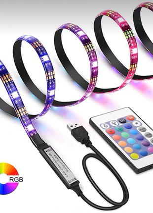 Светодиодная RGB LED лента подсветка от USB с пультом 30 LED 2 м