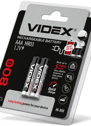 Аккумуляторная батарейка AAA (мизинчиковая) VIDEX HR03 800mAh ...