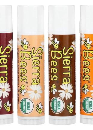 Sierra Bees, набор органических бальзамов для губ, 4 штуки, ве...