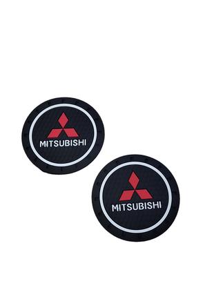 Коврики в подстаканник антискользящие с логотипом Mitsubishi 7...