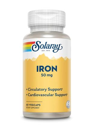 Витамины и минералы Solaray Iron 50 mg, 60 вегакапсул