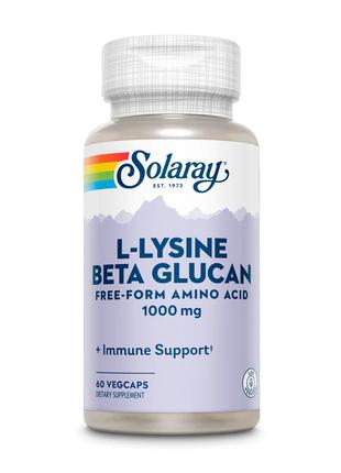 Аминокислота Solaray L-Lysine & Beta Glucan 1000 mg, 60 вегака...