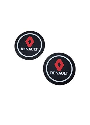 Коврики в подстаканник антискользящие с логотипом Renault 7 см...