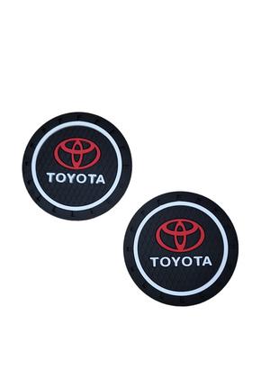 Коврики в подстаканник антискользящие с логотипом Toyota 7 см ...