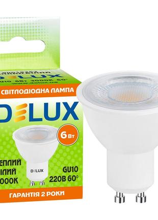 Лампа світлодіодна DELUX GU10 6Вт 3000K 60° 220В GU10 теплий б...