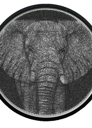 Картина нитками ArtLover Слон с рамкой string art 50 см
