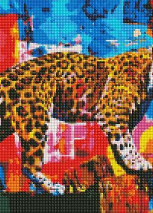 Алмазная мозаика на подрамнике Идейка Яркий леопард 40 х 50 см...