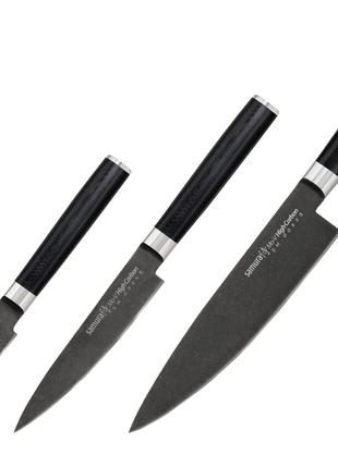 Набор из 3-х кухонных ножей Samura Mo-V Stonewash (SM-0230B)