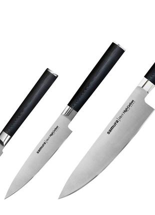 Набор из 3-х кухонных ножей в подарочной коробке Samura Mo-V (...