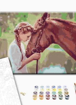 Картина по номерам Brushme Девушка с лошадью BS51819 набор для...