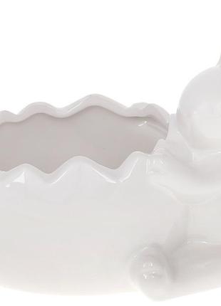 Міні-кашпо "Кролик біля яйця" 19х12х13см, кераміка, білий