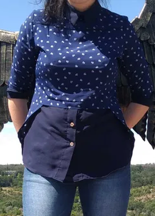 Блузка, сорочка темно-синя, жіноча 48 розмір