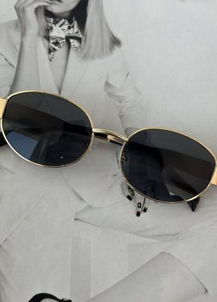 Жіночі овальні окуляри Сірий у золоті (826)