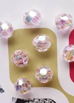 Бусины "мыльные пузыри" граненые светло розовые, 8 мм, 500 г/у...