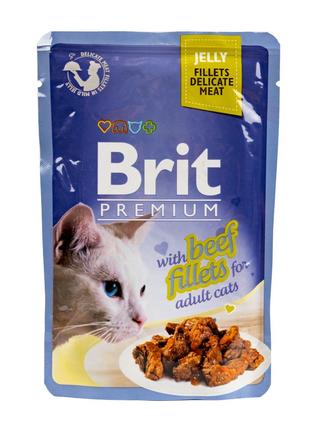 Вологий корм для котів Brit Premium Cat Pouch філе яловичини в...