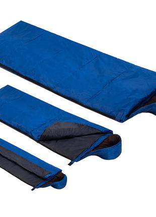 Спальний мішок-ковдра IVN "AVERAGE" синій з капюшоном