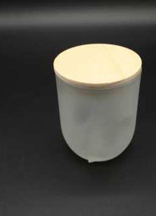 Скляна банка для свічок з дерев'яною кришкою 86х67мм/150мл / С...