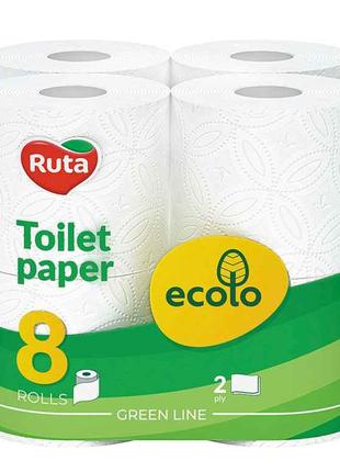 Папір туалетний Ecolo 8рул 2-шар ТМ Ruta