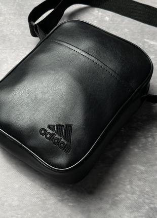 Барсетка шкір. чорна Adidas чорне лого