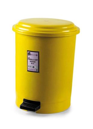 Корзина для мусора с педалью желтый пластик 30л PK-30 105 Код/...
